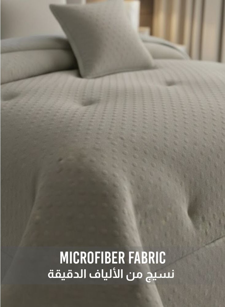 Microfiber Hotel Comforter Set, Fits 200 cm x 200 cm Bed, 7 Pcs King Size with Cozy Filling Best For Winter, Soft Premium Design – Light Grey - Image 2